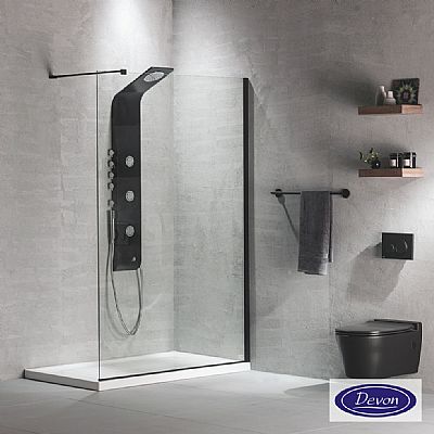 IWIS WALK-IN 2h DEVON CLEAN-GLASS BLACK MATT