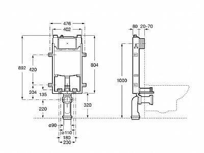 BASIC ONE WC COMPACT ΕΝΤΟΙΧΙΣΜΕΝΟ ΚΑΖΑΝΑΚΙ, ΓΙΑ ΕΠΙΤΟΙΧΗ ΛΕΚΑΝΗ