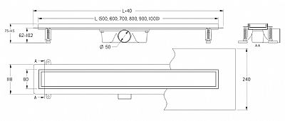VOGI LINEAR DRAIN ABS DUO INOX EDGES Abs